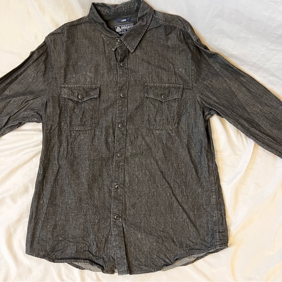 American Rag Men’s Snap Button Shirt - Large Nearly Black Charcoal - Picture 3 of 9